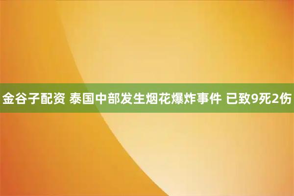 金谷子配资 泰国中部发生烟花爆炸事件 已致9死2伤